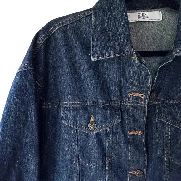 ZARA | NWOT | DENIM BUTTON FRONT JACKET OVERSIZED | Z1975 | SIZE: SMALL - Picture 4 of 11